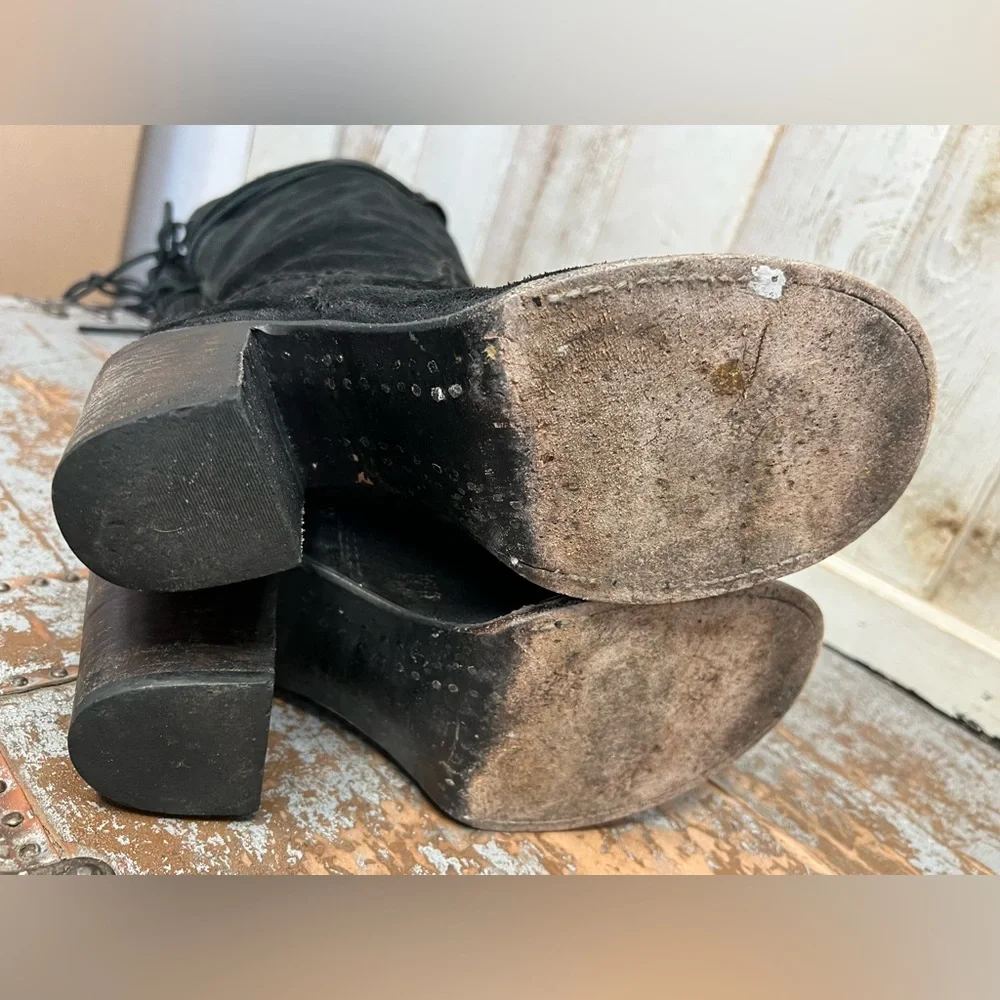 Freebird By Steven Brock Black Suede Over The Knee Boots - Picture 12 of 16